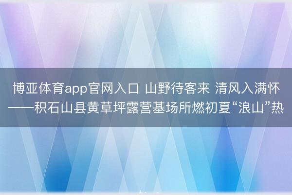博亚体育app官网入口 山野待客来 清风入满怀——积石山县黄草坪露营基场所燃初夏“浪山”热