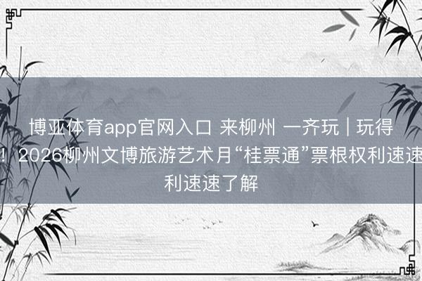 博亚体育app官网入口 来柳州 一齐玩 | 玩得超省!2026柳州文博旅游艺术月“桂票通”票根权利速速了解