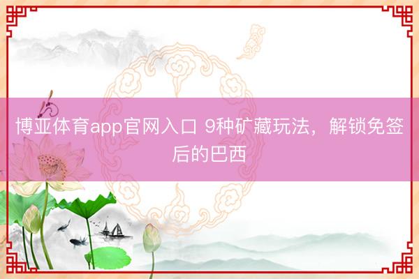 博亚体育app官网入口 9种矿藏玩法,解锁免签后的巴西