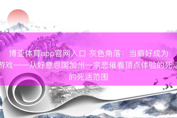 博亚体育app官网入口 灰色角落：当癖好成为致命游戏——从好意思国加州一宗悲催看顶点体验的死活范围