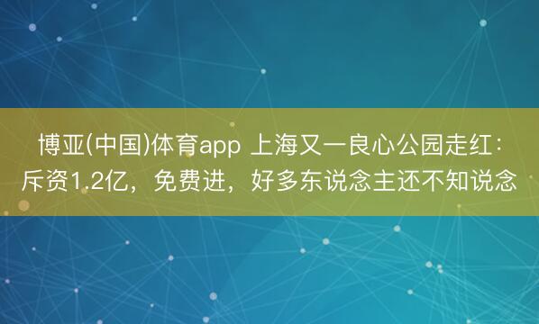 博亚(中国)体育app 上海又一良心公园走红：斥资1.2亿，免费进，好多东说念主还不知说念