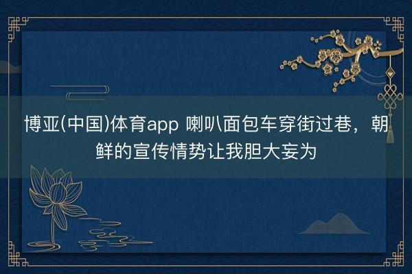 博亚(中国)体育app 喇叭面包车穿街过巷，朝鲜的宣传情势让我胆大妄为