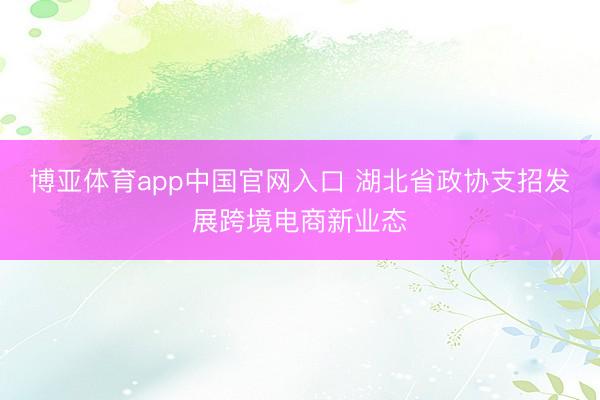 博亚体育app中国官网入口 湖北省政协支招发展跨境电商新业态