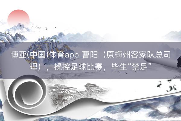 博亚(中国)体育app 曹阳（原梅州客家队总司理），操控足球比赛，毕生“禁足”