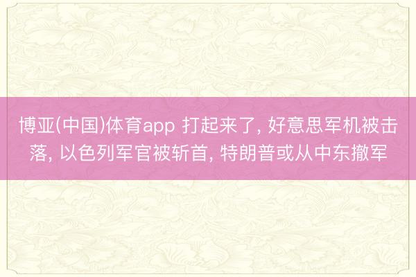 博亚(中国)体育app 打起来了， 好意思军机被击落， 以色列军官被斩首， 特朗普或从中东撤军