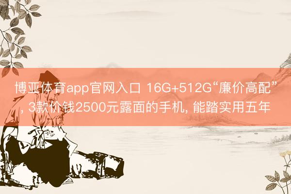 博亚体育app官网入口 16G+512G“廉价高配”， 3款价钱2500元露面的手机， 能踏实用五年