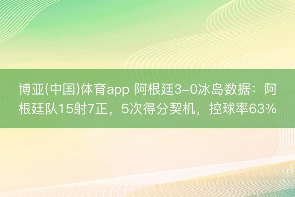 博亚(中国)体育app 阿根廷3-0冰岛数据：阿根廷队15射7正，5次得分契机，控球率63%