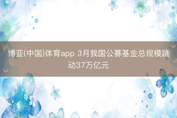 博亚(中国)体育app 3月我国公募基金总规模跳动37万亿元