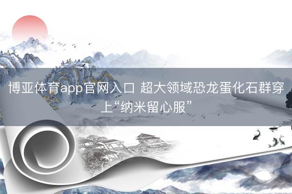 博亚体育app官网入口 超大领域恐龙蛋化石群穿上“纳米留心服”